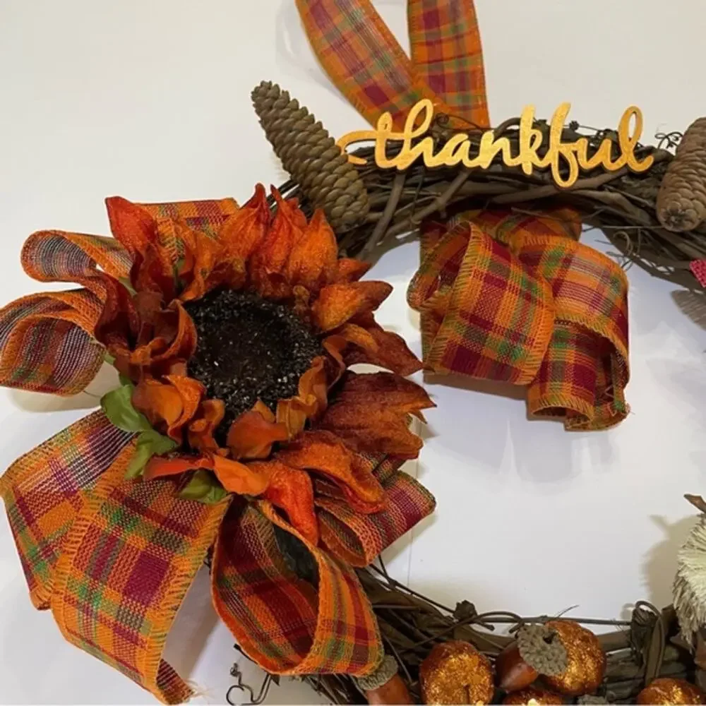 Thankful Owl Harvest Grapevine Wreath 16